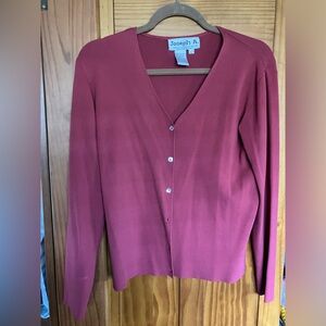 Orange rust long sleeve sweater top front button down